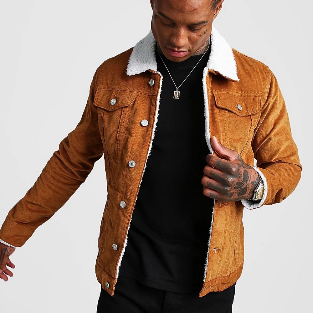 Corduroy Jacket With Borg Collar